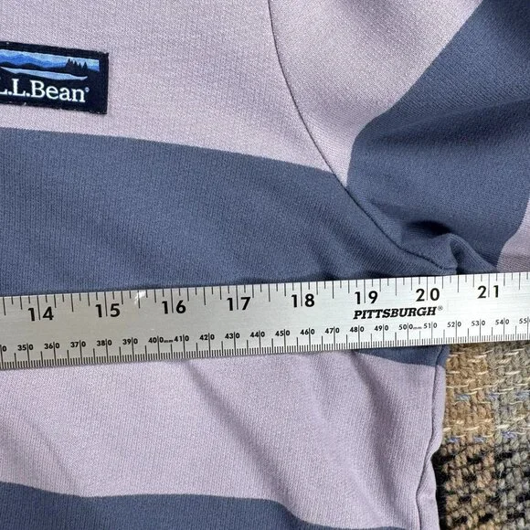 L.L. Bean Mens Polo Rugby Long Sleeve Blue Striped Size Medium Collard Shirt - Picture 6 of 7